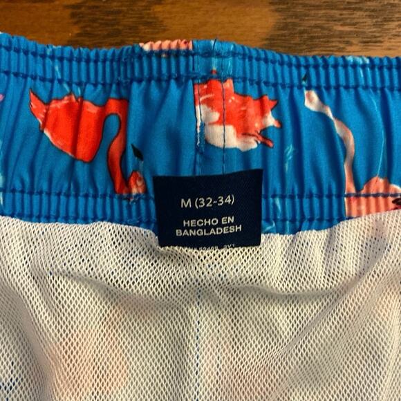 George Bright Blue Swim Trunks with Pink Flamingos Size M (32-34) Neon Pink Red - Picture 4 of 12